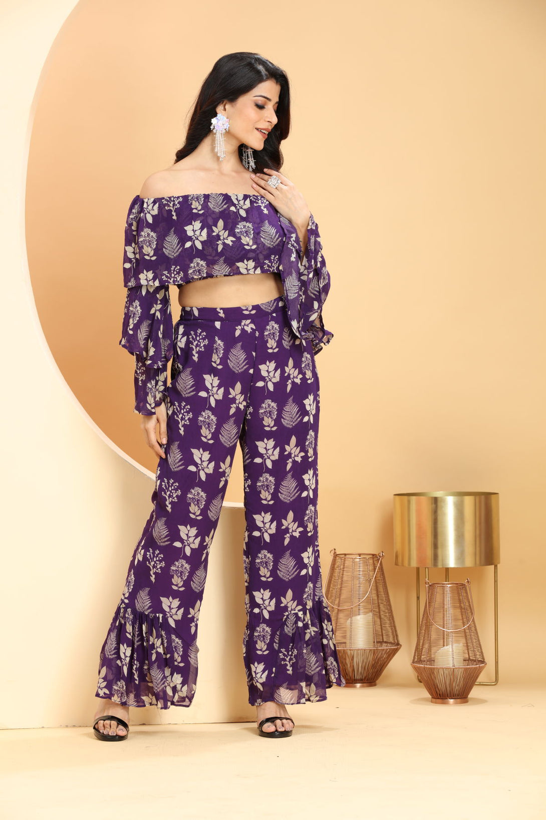 Scarlet Red & Deep Purple Co-ord Set